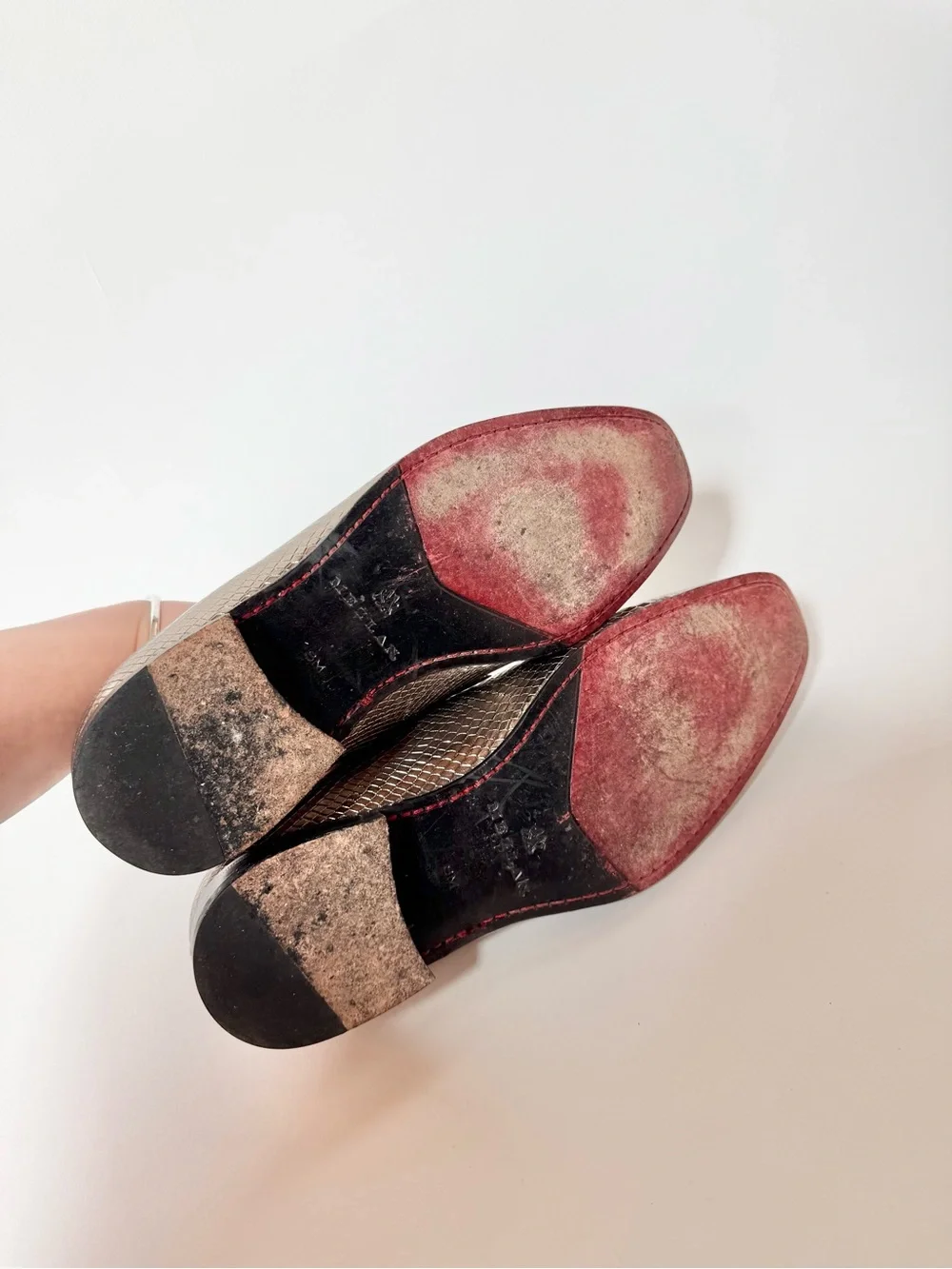 Mezlan Metallic Champagne Slip On Loafers
